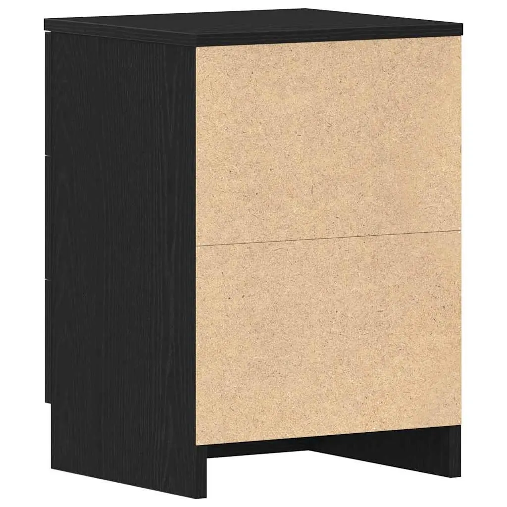 Black Engineered Wood Bedside Tables 2 Piece Nightstand Storage 38x35x55 cm