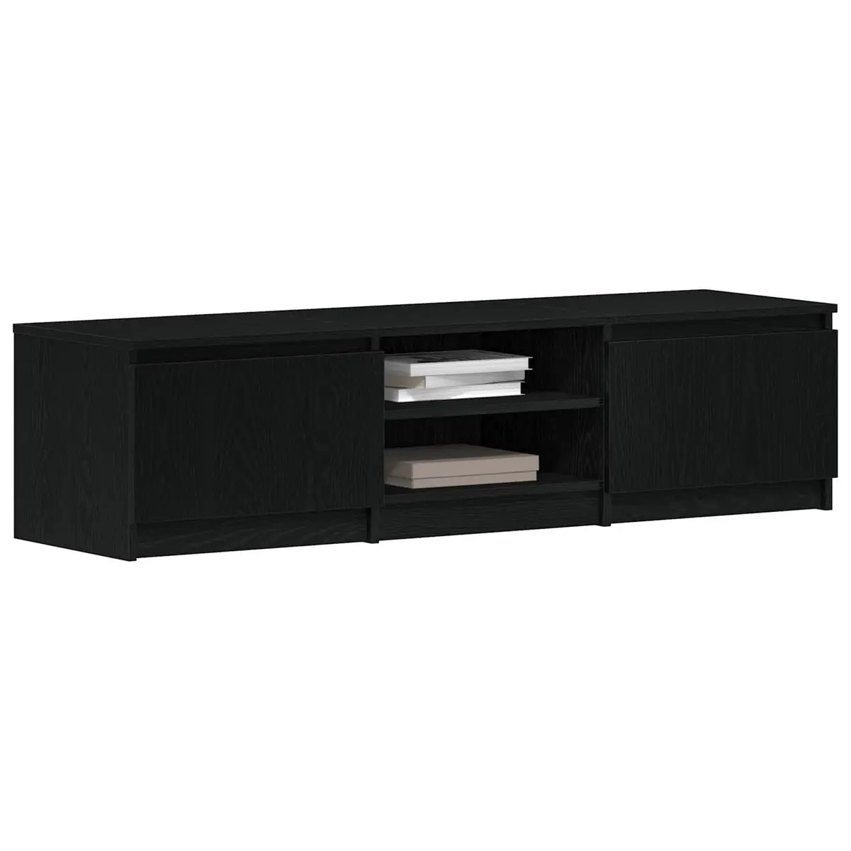TV Cabinet 140x40x36cm Black Oak Engineered Wood Living Room Storage Unit
