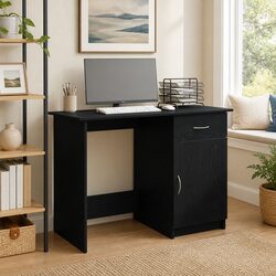 Stylish Black Engineered Wood Desk for Your Home Office