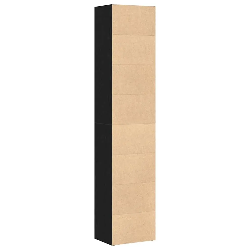 Book Cabinet 40x30x189 cm Black Oak Engineered Wood Storage Shelving