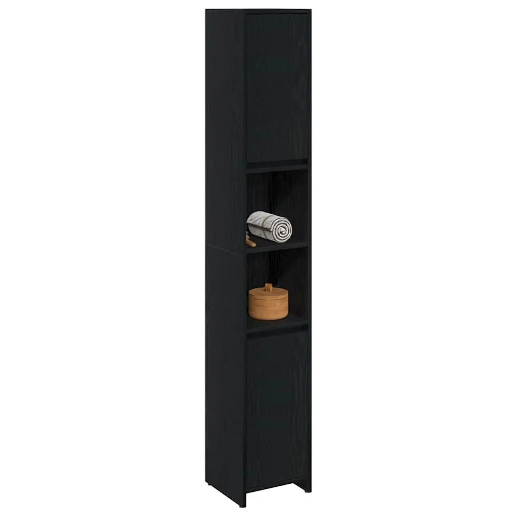 Bathroom Cabinet 30x30x183.5cm Black Oak Engineered Wood Adjustable Shelves
