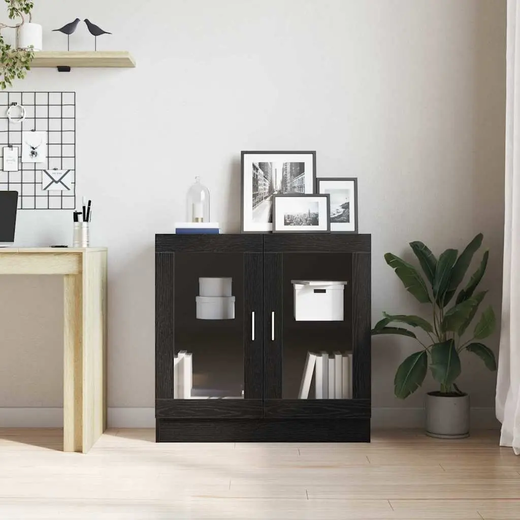 Book Cabinet 82.5 x 30.5 x 80 cm Black Oak Modern Storage Shelving Unit