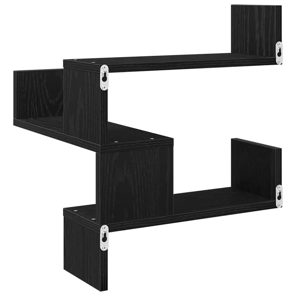 Wall Shelf 40 x 40 x 49.5 cm Black Oak Modern Storage Display Mounted