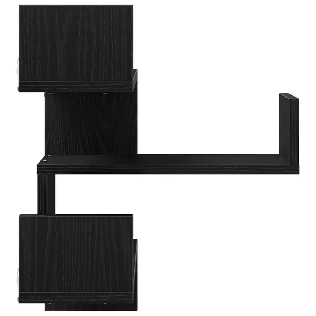 Wall Shelf 40 x 40 x 49.5 cm Black Oak Modern Storage Display Mounted