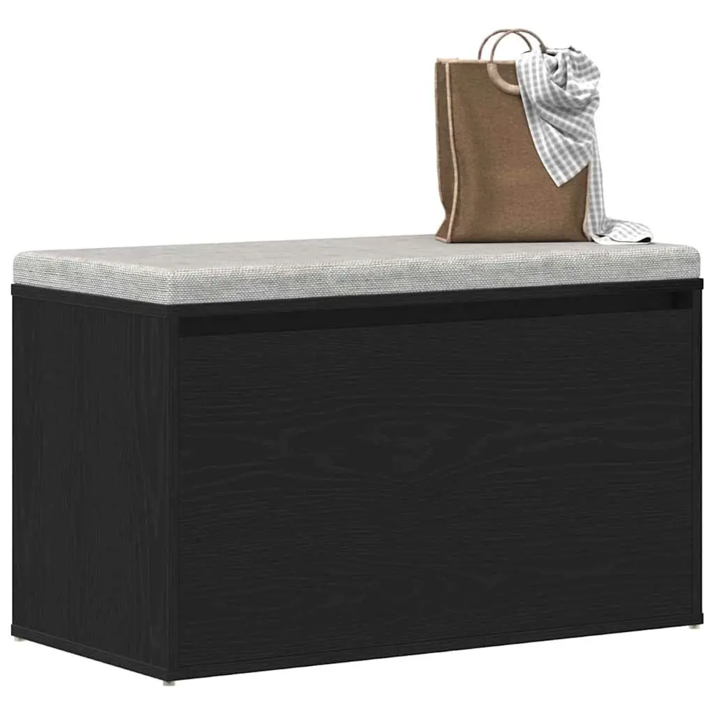 Hall Bench 80x40x45cm Black Oak Engineered Wood Compact Storage Seat