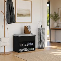 Black Oak Shoe Storage Bench for Entryways and Hallways