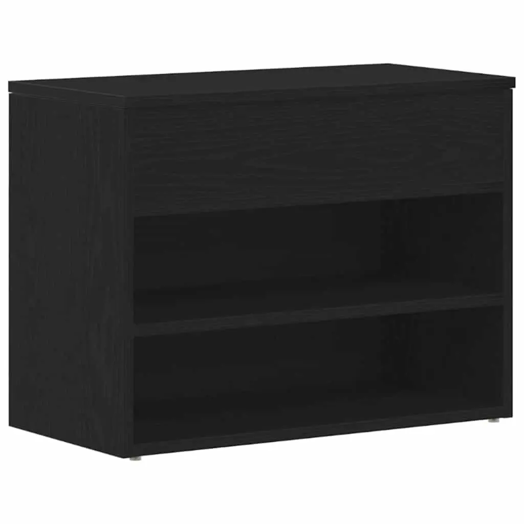 Shoe Bench 60x30x45cm Black Oak Engineered Wood Hallway Storage Organiser