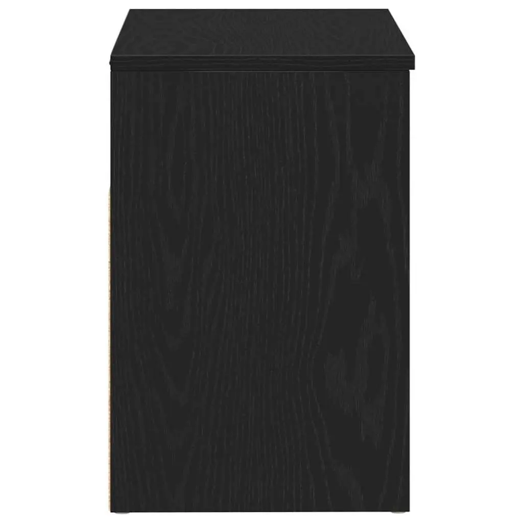 Shoe Bench 60x30x45cm Black Oak Engineered Wood Hallway Storage Organiser