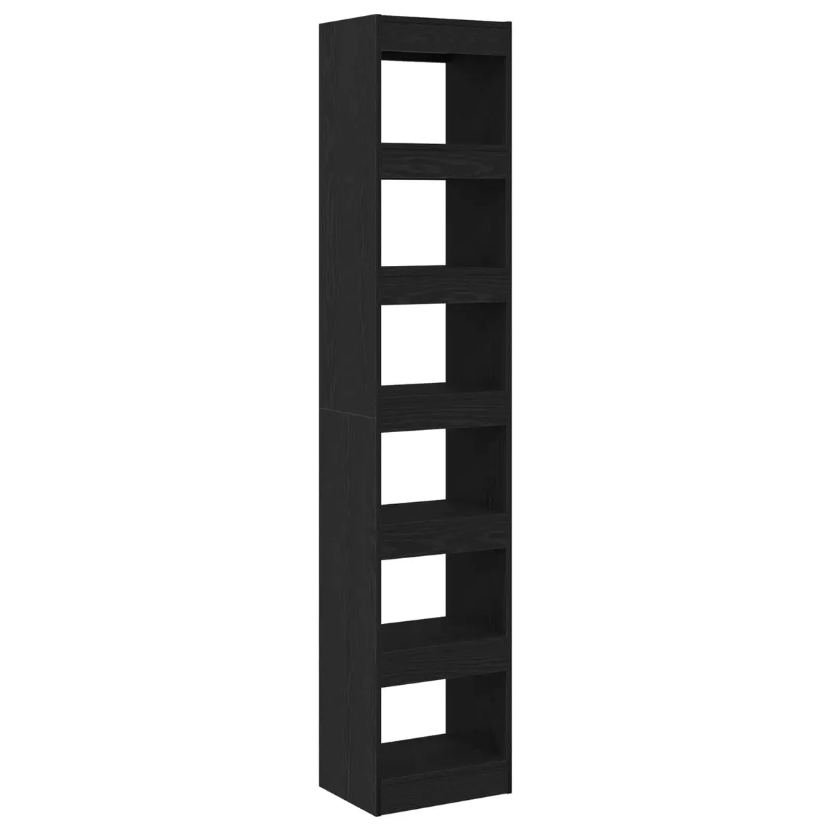 Book Cabinet Black Oak Engineered Wood Freestanding Shelving Unit Six Cube Shelves