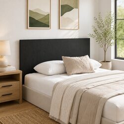 Sleek Wall-Mounted Black Oak Headboard for Bedroom 160cm