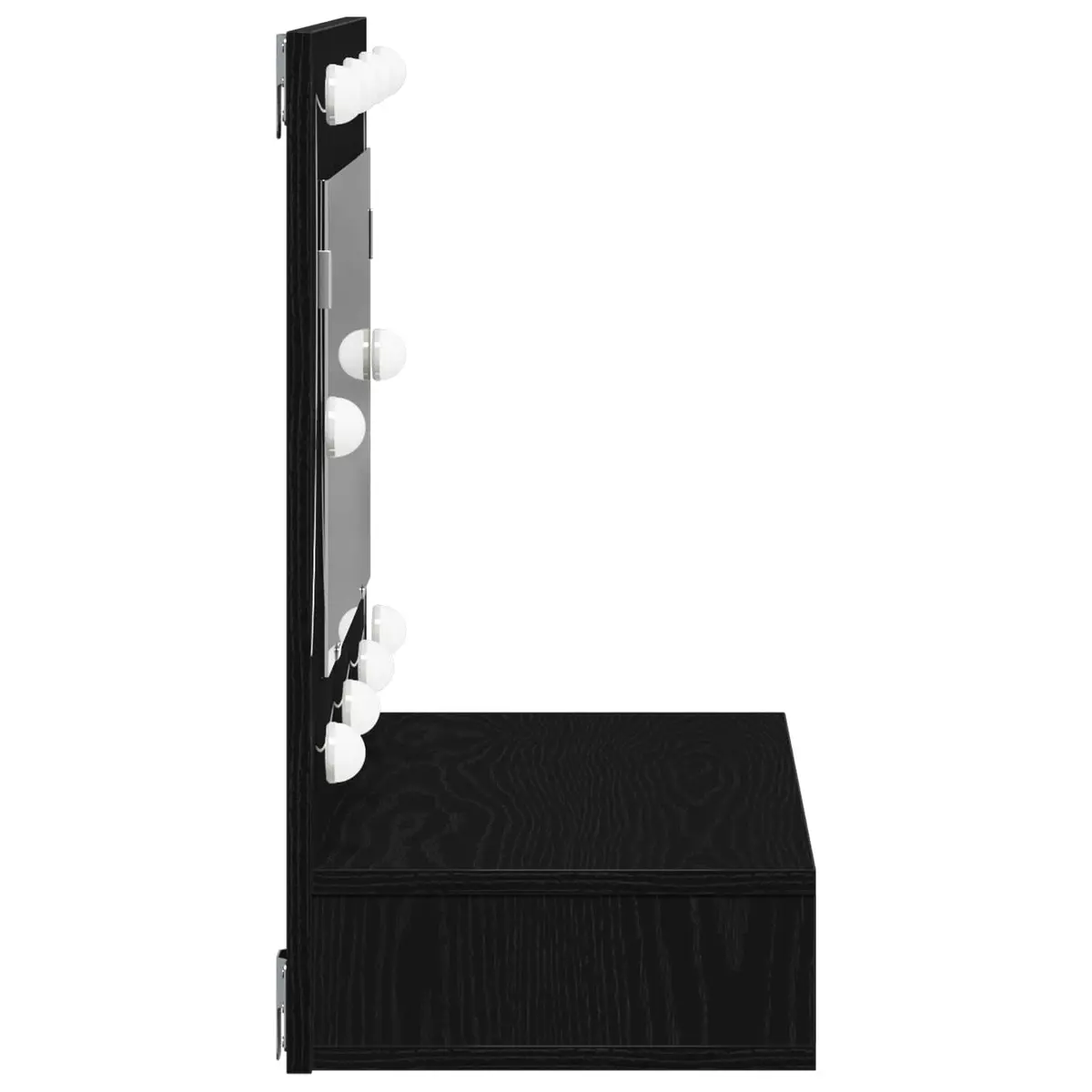 Wall-Mounted Mirror Cabinet 90 x 31.5 x 62 cm Black Oak with Integrated LED Lights and Multiple Storage Compartments