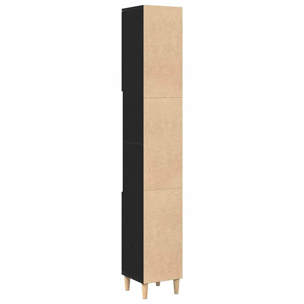 Bathroom Vanity Cabinet 30x30x190cm Engineered Wood Black Oak Tall Storage Unit