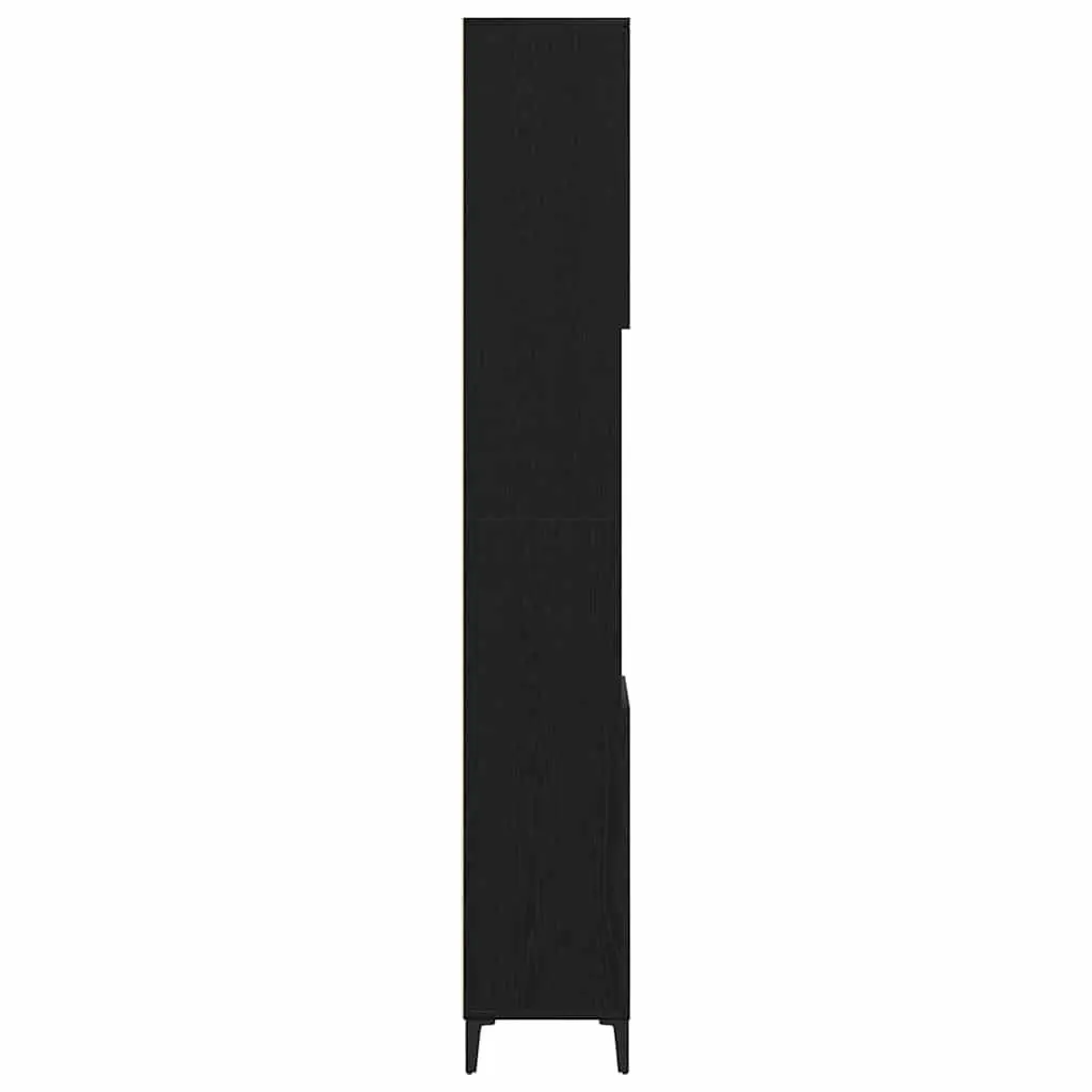 Bathroom Cabinet 30x30x190cm Black Oak Engineered Wood Storage Shelves