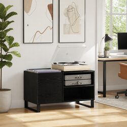 Enhance Your Living Room with This Black Oak Media Cabinet