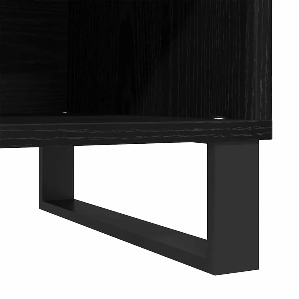 Media Storage Cabinet 85 x 38 x 48 cm Black Oak Modern Engineered Wood Office Living Room