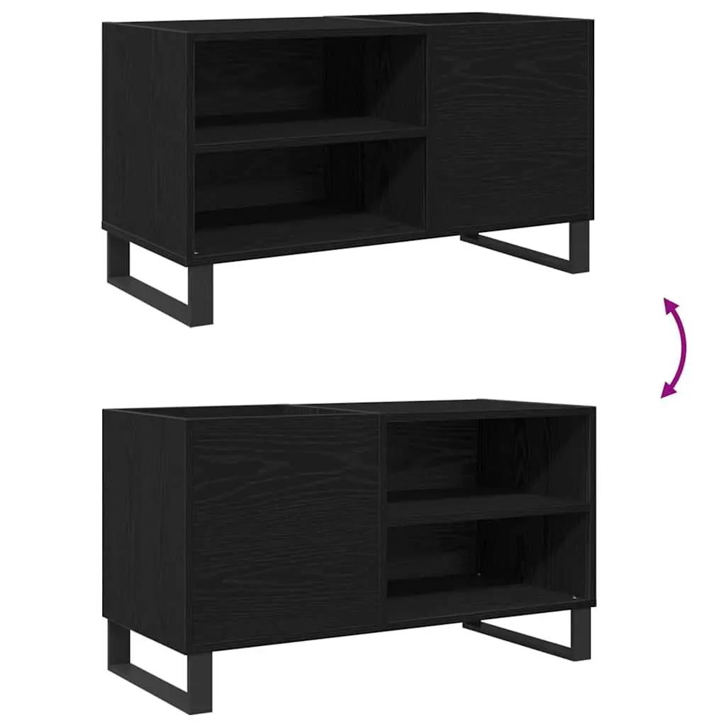 Media Storage Cabinet 85 x 38 x 48 cm Black Oak Modern Engineered Wood Office Living Room