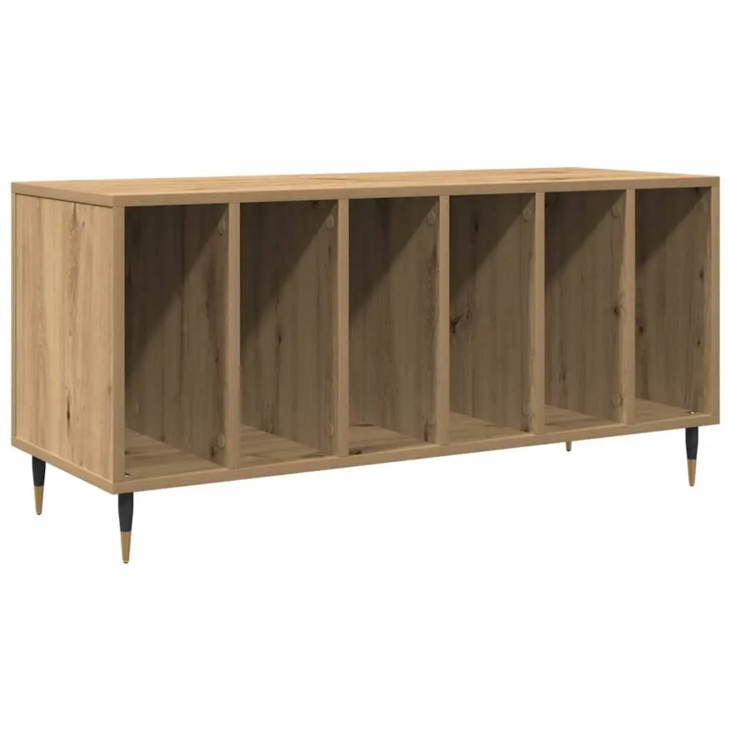 Record Cabinet Storage Unit Brown Engineered Wood Media Shelves Living Room