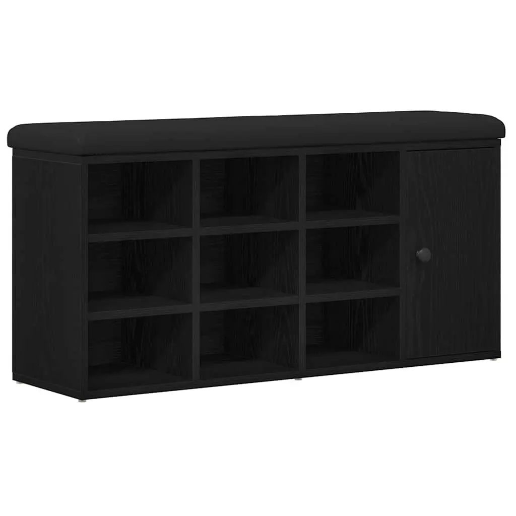 Storage Bench 102 x 32 x 50 cm Black Oak Engineered Wood Entryway Seat