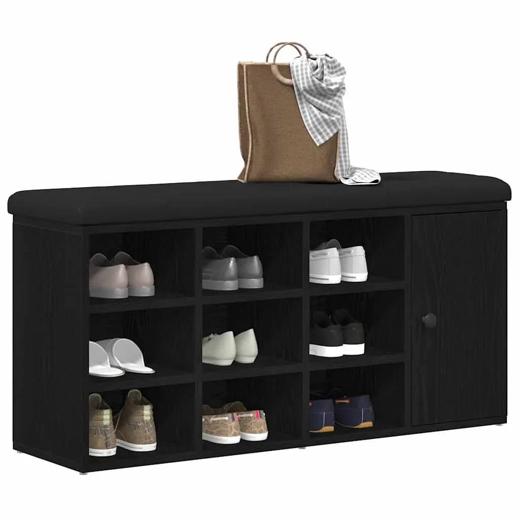 Storage Bench 102 x 32 x 50 cm Black Oak Engineered Wood Entryway Seat