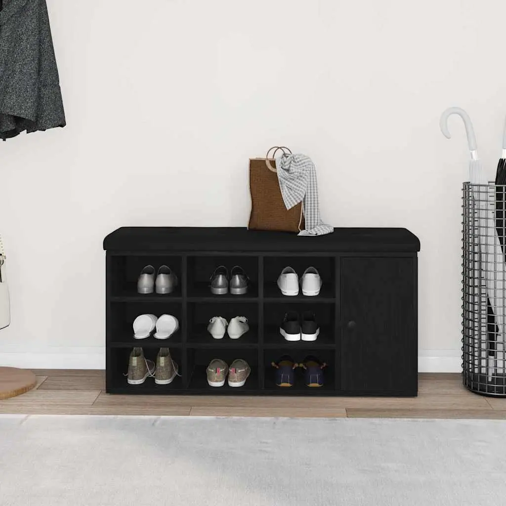 Storage Bench 102 x 32 x 50 cm Black Oak Engineered Wood Entryway Seat