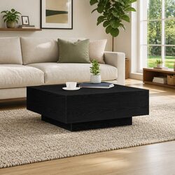 Black Oak Coffee Table with LED Strip Lighting for Modern Homes