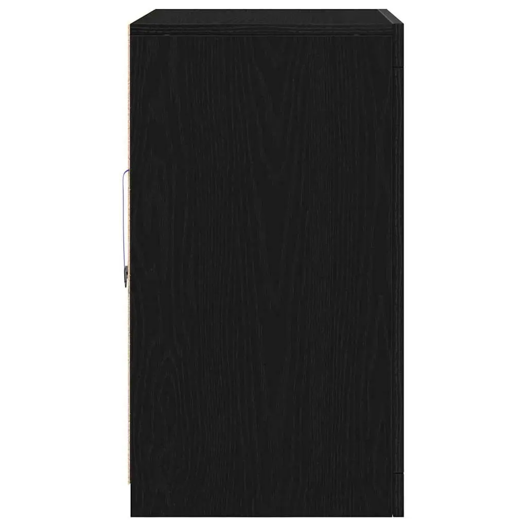 LED Sideboard 2 pcs Black Oak Buffet Cabinet with RGB Lights Storage Unit