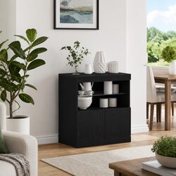 Contemporary Black Storage Cabinet with RGB LED Lighting