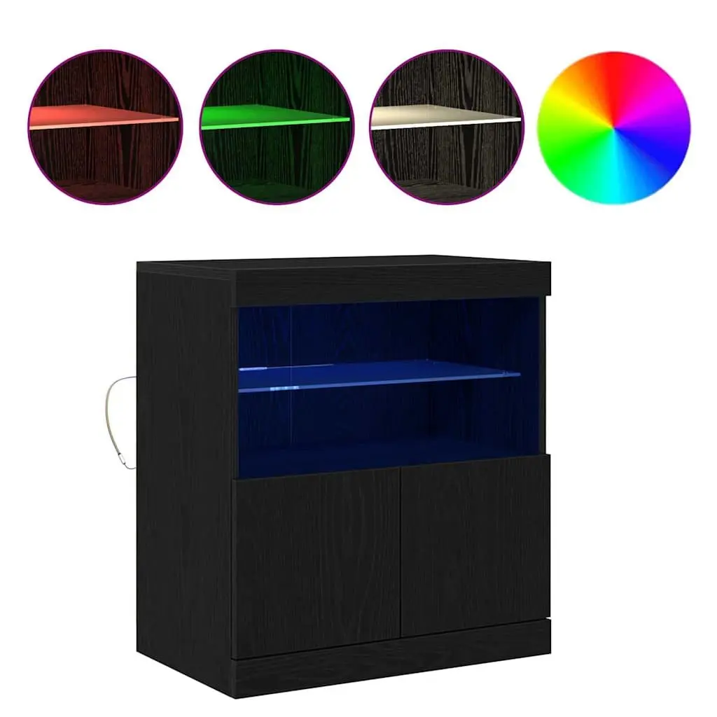 LED Sideboard 60.5 x 37 x 67 cm Modern Storage Cabinet with RGB Lighting
