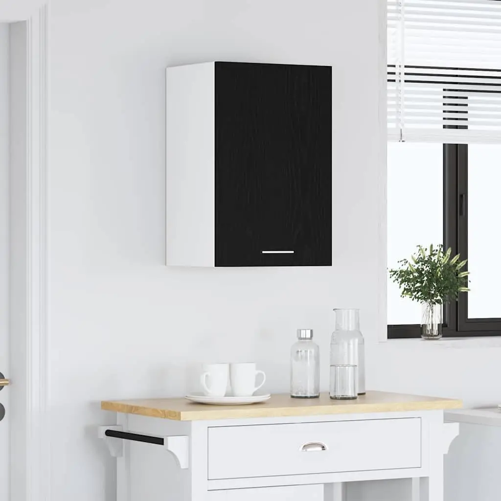 Hanging Kitchen Cabinet Wall-Mounted Black Oak 40x31x60 cm Engineered Wood Storage