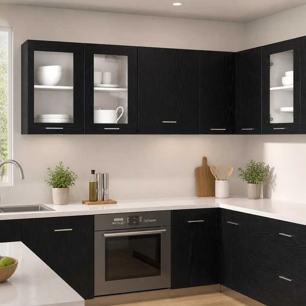 Hanging Cabinet 50 x 31 x 60 cm Black Oak Engineered Wood Kitchen Storage