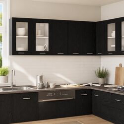 Elevate Your Kitchen with a Modern Black Oak Storage Cabinet 60x31x60cm