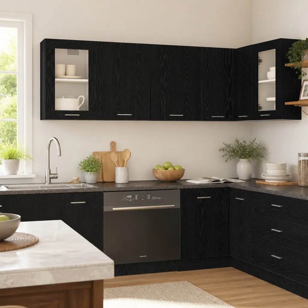 Hanging Kitchen Cabinet 80x31x60cm Modern Storage Black Oak Engineered Wood