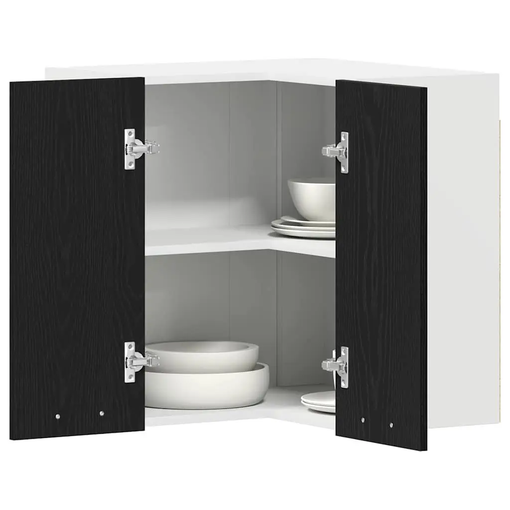 Hanging Kitchen Cabinet 57 x 57 x 60 cm Black Modern Storage Engineered Wood