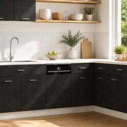 Dishwasher Panel Black Oak 45x1.5x67cm Engineered Wood Kitchen Cabinet Front