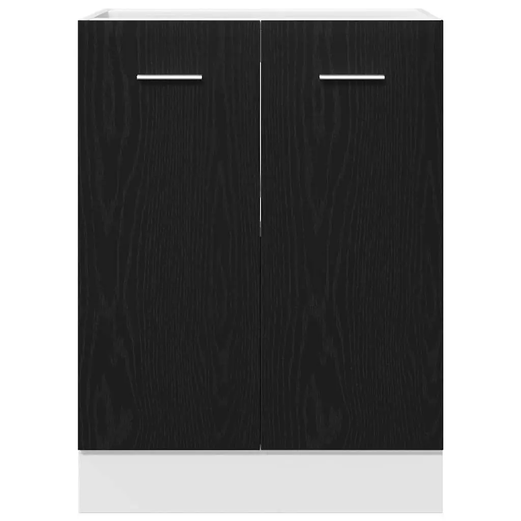 Bottom Kitchen Cabinet 60x46x81.5cm Black Oak Engineered Wood Storage Cupboard
