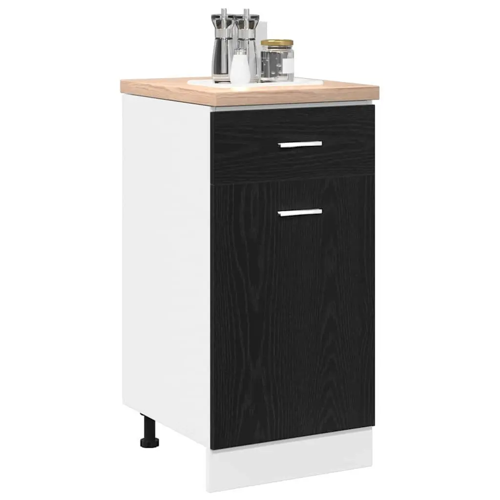 Hanging Kitchen Cabinet 40x46x81.5cm Black Oak Modern Storage Engineered Wood