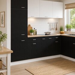 Hanging Kitchen Cabinet Black Oak Modern Storage Cupboard Engineered Wood