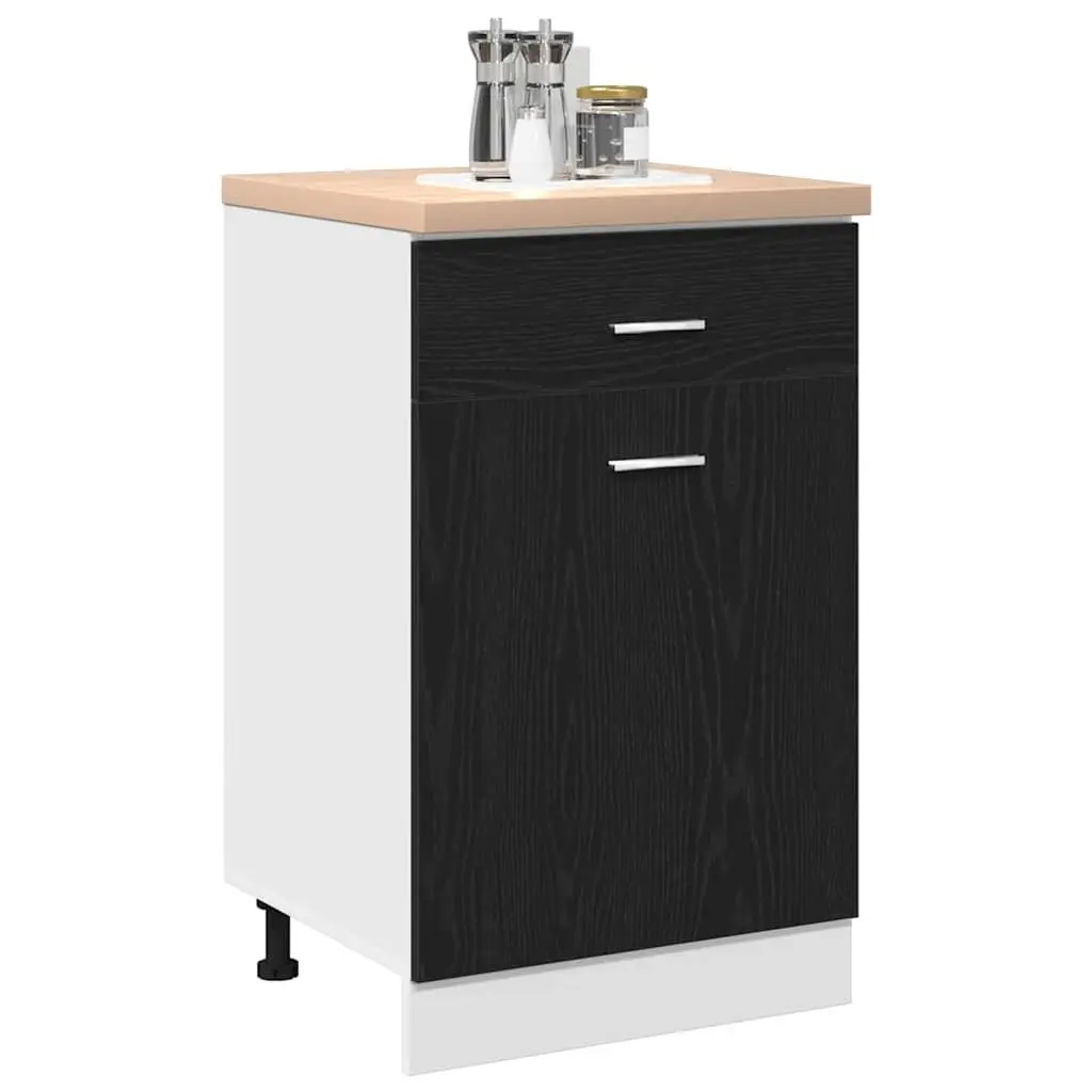 Hanging Kitchen Cabinet Black Oak Modern Storage Cupboard Engineered Wood
