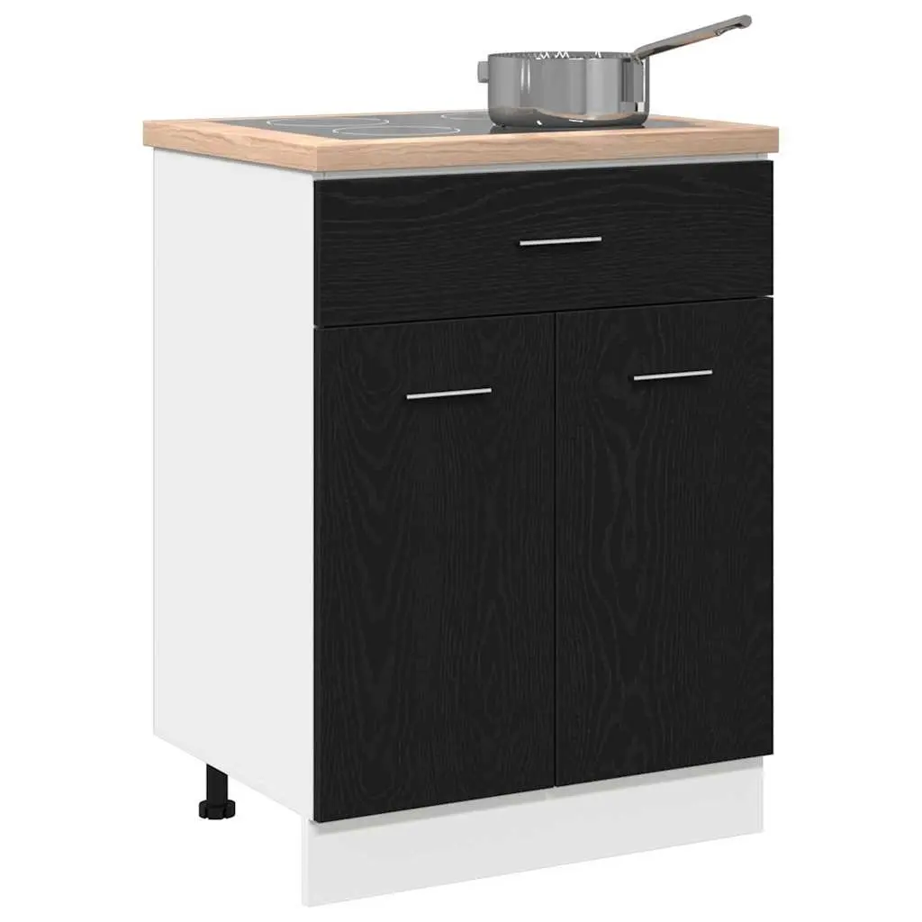 Hanging Kitchen Cabinet 60x46x81.5cm Black Oak Modern Storage Engineered Wood