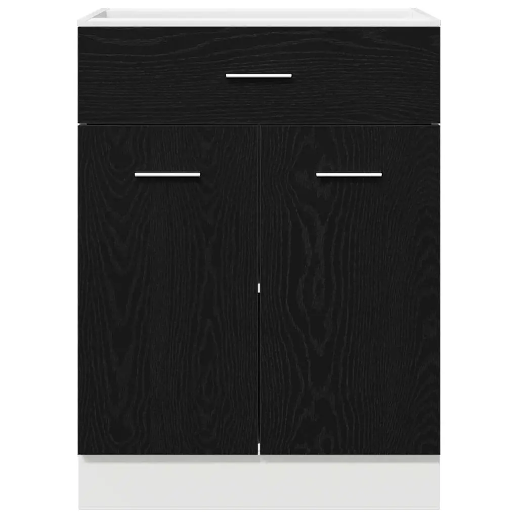 Hanging Kitchen Cabinet 60x46x81.5cm Black Oak Modern Storage Engineered Wood