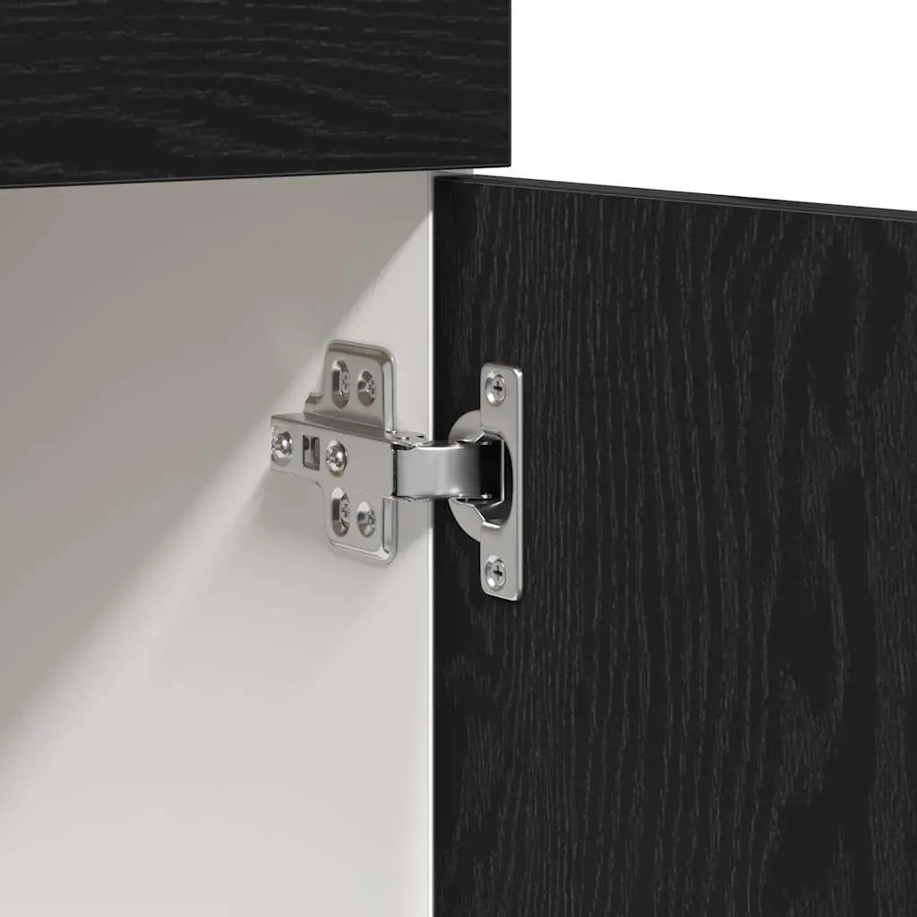 Hanging Kitchen Cabinet 60x46x81.5cm Black Oak Modern Storage Engineered Wood