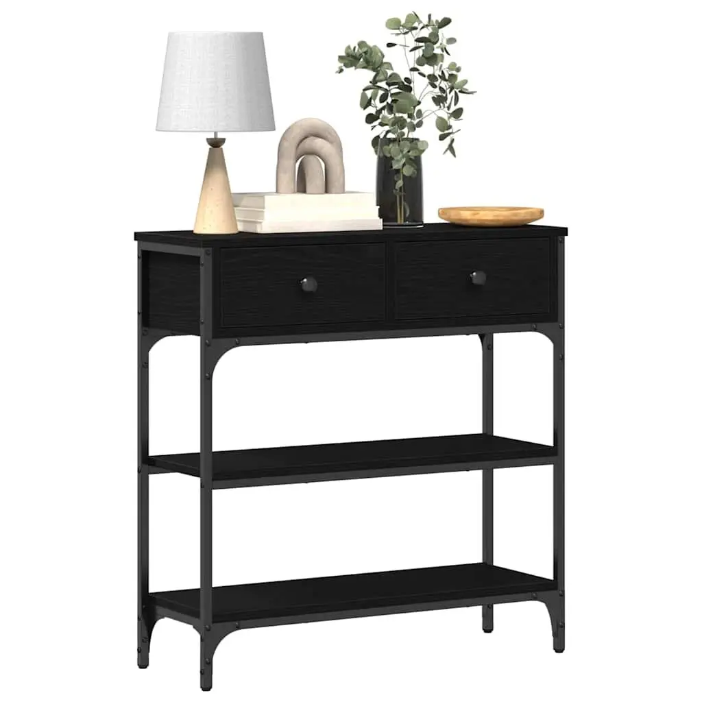 Console Table 72.5 x 25 x 75 cm Industrial Style Black Engineered Wood Steel Frame