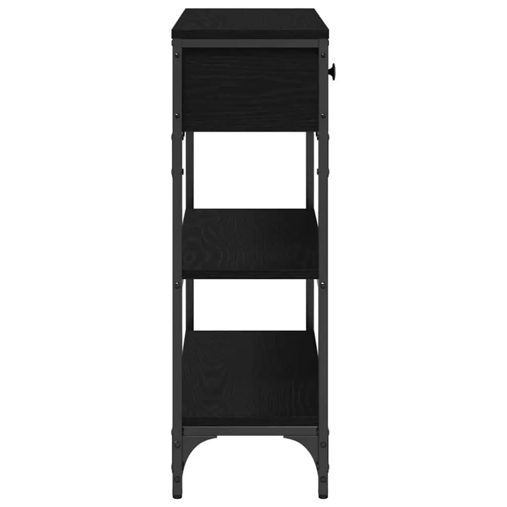Console Table 72.5 x 25 x 75 cm Industrial Style Black Engineered Wood Steel Frame
