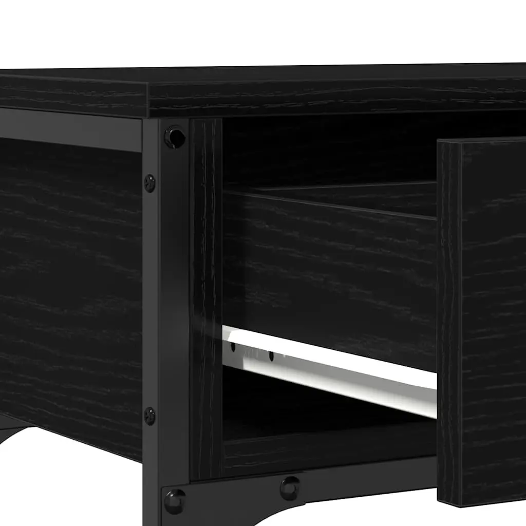 Console Table 72.5 x 25 x 75 cm Industrial Style Black Engineered Wood Steel Frame