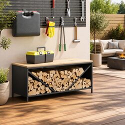 Firewood Storage Rack with Wooden Surface Enhances Your Space