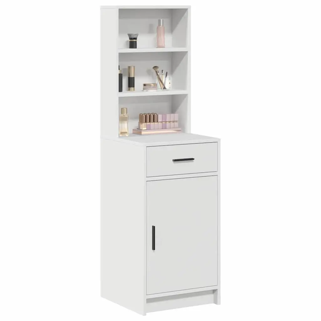 Highboard Storage Cabinet White 40 x 40.5 x 135cm Engineered Wood Hinge Doors Drawers Shelves Modern Furniture