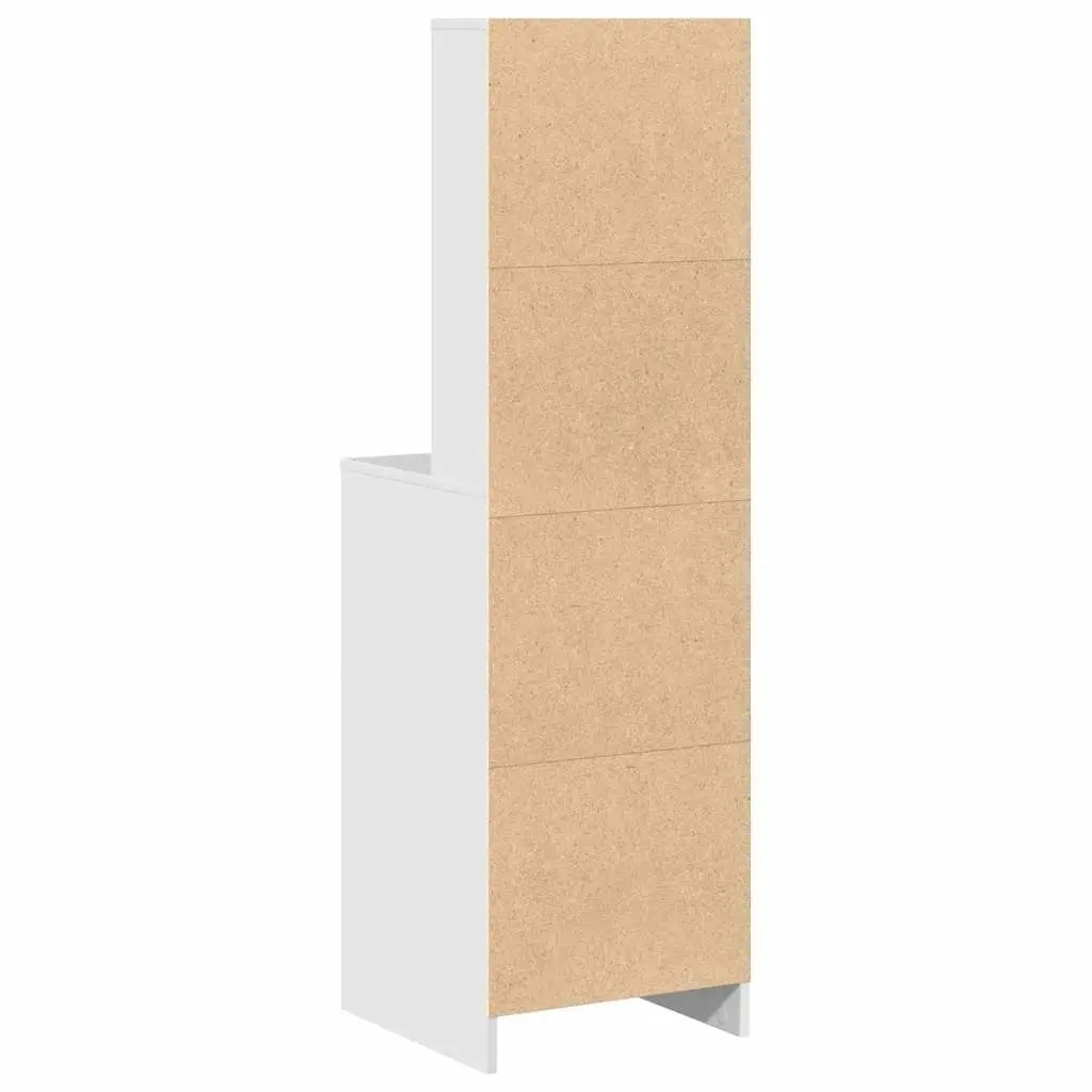 Highboard Storage Cabinet White 40 x 40.5 x 135cm Engineered Wood Hinge Doors Drawers Shelves Modern Furniture