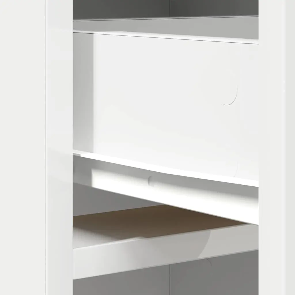 Highboard Storage Cabinet White 40 x 40.5 x 135cm Engineered Wood Hinge Doors Drawers Shelves Modern Furniture