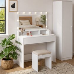 Elevate Your Bedroom with a Modern White Dressing Table