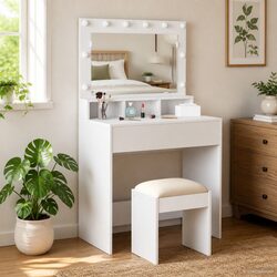 Enhance Your Bedroom with a White Vanity Table 78.5 x 41 x 135 cm